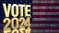 Text vote 2024 on united stage of America flag 3d rendering