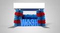 text Wash in the center of automatic car wash rollers - 3D rendering illustration