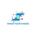 Text wash your hand plus medical design symbol vector