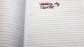 Text Wedding day checklist on page of agenda.  Copy space. Bucharest, Romania, 2020 Royalty Free Stock Photo