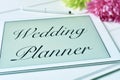 Text wedding planner in the screen of a tablet