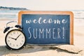 Text welcome summer, on the beach Royalty Free Stock Photo