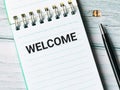 Text WELCOME written on note book Royalty Free Stock Photo