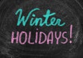 Text Winter Holidays on chalkboard as background Royalty Free Stock Photo