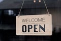 Open sign door Text on a wood sign \