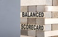 The text on the wooden blocks BALANCED SCORECARD