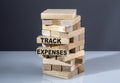 The text on the wooden blocks TRACK EXPENSES Royalty Free Stock Photo