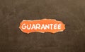 text of the word guarantee on wooden cubes. flowers in the background Royalty Free Stock Photo