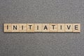 Text the word initiative from wooden small letters