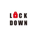 Text word lock down symbol decoration vector