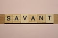 Text the word savant from gray wooden small letters Royalty Free Stock Photo