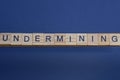 text the word undermining from brown wooden small letters Royalty Free Stock Photo