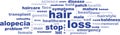 Text of words alopecia baldness hair loss