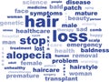 Text of words alopecia baldness hair loss