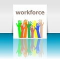 Text Workforce. Business concept . Human hands silhouettes