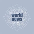 Text World News. News and press concept . Icon and button set