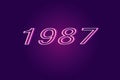 Text year 1987. 3D isometric. Pink and purple tone. Illustration abstract background