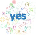 Text Yes. Education concept . Simple infographics thin line icons set