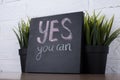Text yes you can on blackboard Royalty Free Stock Photo