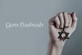 text Yom Hashoah and man with a star of David Royalty Free Stock Photo