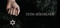 Text Yom Hashoah and star of David, web banner