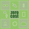 Text Zero cost. Business concept . Icon and button set Royalty Free Stock Photo