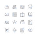 Textbook and meteorology line icons collection. Weather, Climate, Atmosphere, Meteorology, Forecasting, Thermodynamics