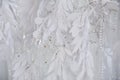 Textile background closeup. White drapery fabric flowers. Wedding texture, lace Royalty Free Stock Photo