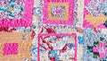 Ornament of patchwork scarf stitched from strips Royalty Free Stock Photo