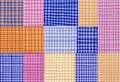 textile blue vichy dress yellow Floral holiday backgrounds flowers white small set pattern Seamless pink Gingham Easter tartan Royalty Free Stock Photo