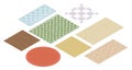 Textile carpets - modern vector isometric colorful elements Royalty Free Stock Photo