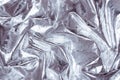 Textile concept. Gray silver metallic fabric texture. 80s, 90s background Royalty Free Stock Photo