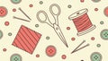 Textile and Crafting Tools Seamless Pattern Vector Design, vector design Generative AI Royalty Free Stock Photo