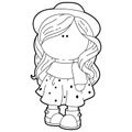 Textile doll printable coloring page