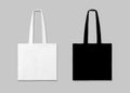 Textile eco bags on light grey background, collage. Mock up for design