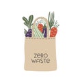 Textile eco-friendly reusable shopping bag with lettering Zero Waste.
