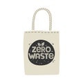 Textile eco-friendly reusable shopping bag with lettering Zero Waste.