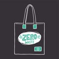 Textile environmentally friendly reusable shopping bags with lettering Zero Waste