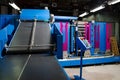 Textile fabric manufacturing machines in work. Royalty Free Stock Photo