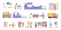 Textile Factory Icon Set