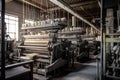 textile factory, with machines producing different fabrics and textures