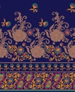 textile flower border pattern on muster background