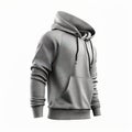 Textile Grey Warm Jacket Hoodie Mockup Isolated on White Background