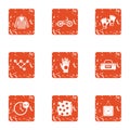 Textile icons set, grunge style Royalty Free Stock Photo