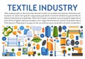 Textile industry banner with icons collection and text Royalty Free Stock Photo