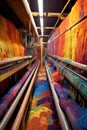 textile looms producing colorful fabrics Royalty Free Stock Photo