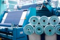 Textile Manufacturing. Circular knitted fabric. Textile factory in spinning production line and a rotating machinery and equipment Royalty Free Stock Photo