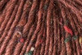 Reddish brown wool thread ball macro closeup Royalty Free Stock Photo