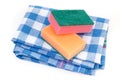 Textile napkin and cleaning sponges Royalty Free Stock Photo