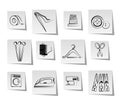 Textile objects and industry icons Royalty Free Stock Photo